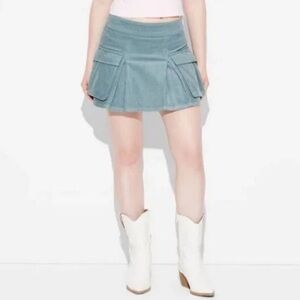 Wild Fable Blue Corduroy Cargo Mini Skirt